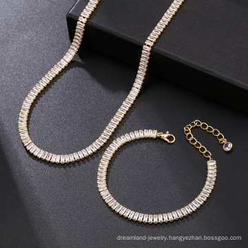 2021 new design golden zircon clavicle chain short necklace and bracelet set